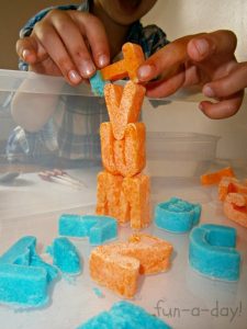 Learning the alphabet this summer - icy fizzy letters