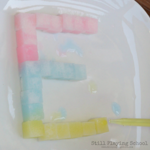 Learning the alphabet this summer - painting sugar cube letters