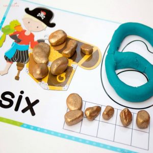 number summer learning - pirate number play dough mats