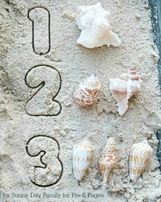 number summer learning - stamped sand numbers