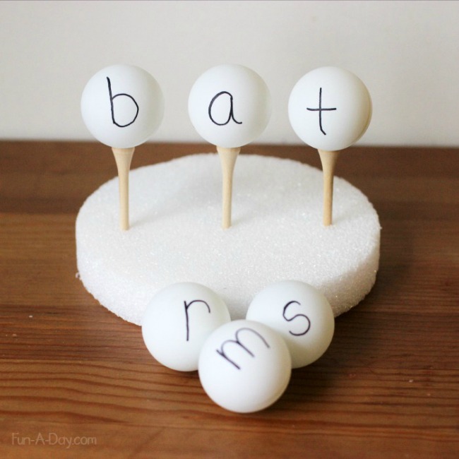 How to teach reading this summer - word family ping pong balls