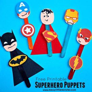 Making puppets - super hero stick puppets