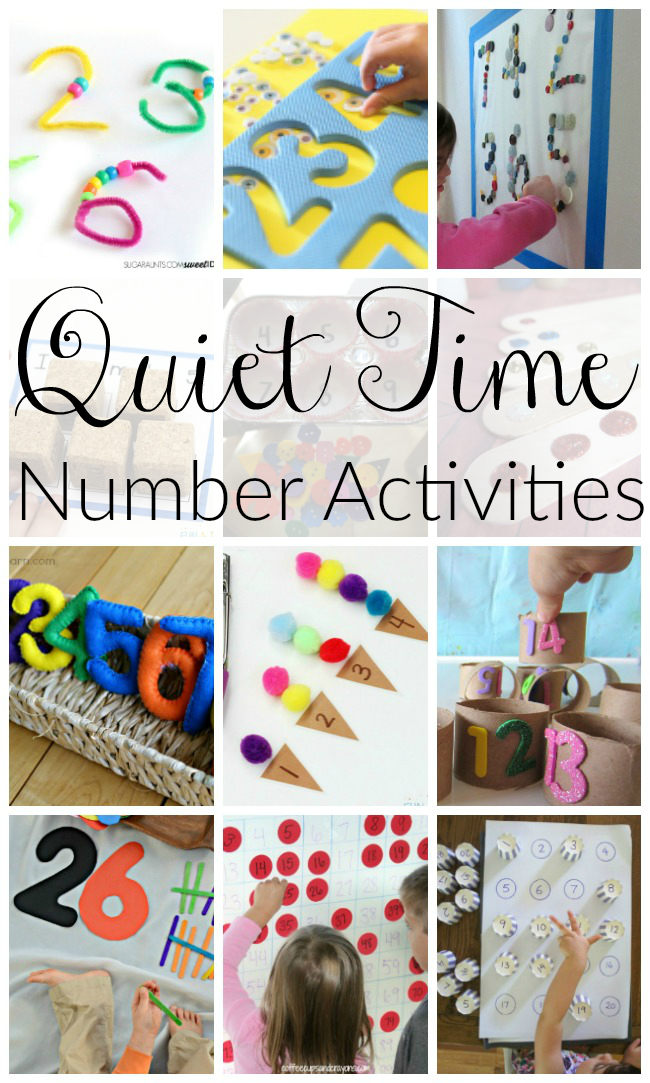 These quiet time box activities for preschoolers teach numbers and counting! #quiettime #quietboxes #preschooler #learningactivities #numbers #preschoolactivities
