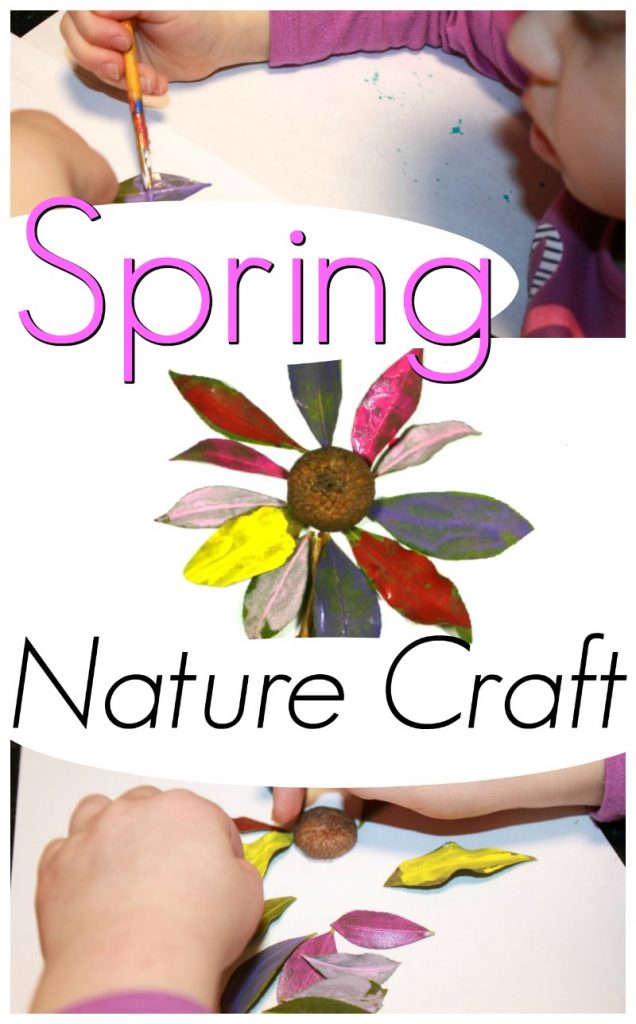 A beautiful spring nature craft for preschoolers! This Spring art project is great for kids to do all on their own. #howweelearn #springcraft #craftsforkids #kidscrafts #naturecrafts #preschoolcrafts
