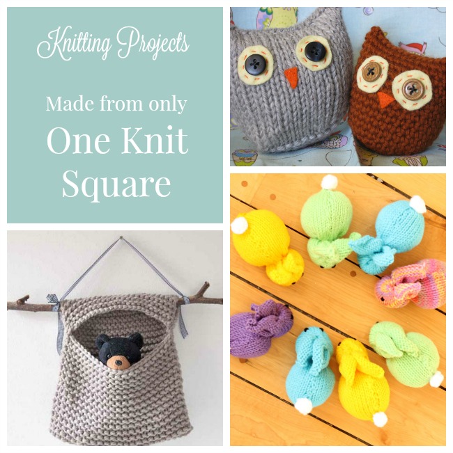 These are perfect beginner knitting projects. All of these knit projects are made from only one knit square.