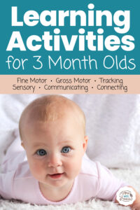 15 ways to play with your 3 month old! These are great learning activities for babies. #baby #activities #learning #momactivities #newborn #newbaby