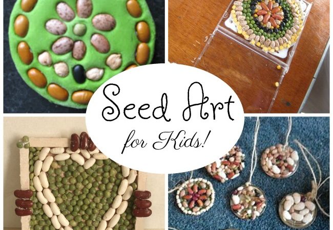 Beautiful seed art for kids! These seed crafts are sure to welcome spring. #spring #seeds #gardening #art