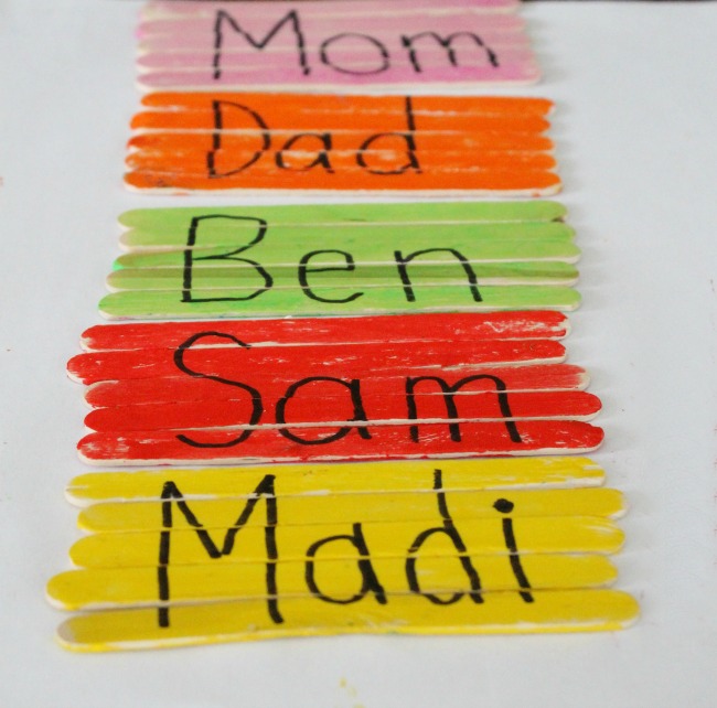 These name puzzles are a great way to learn a name for preschoolers! All you need is popsicle sticks too. #KwikStix #sponsored #preschool #name #letters #learning
