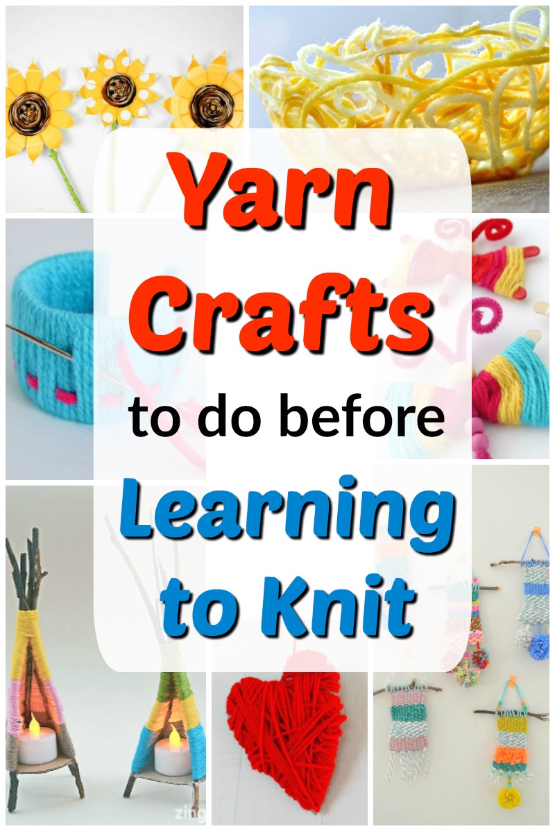 These yarn crafts for kids are great to do before teaching kids to knit to build dexterity and finger strength! #knittingforkids #knittingprojectsforkids #yarncrafts #craftsforkids #kidscrafts #homeschool