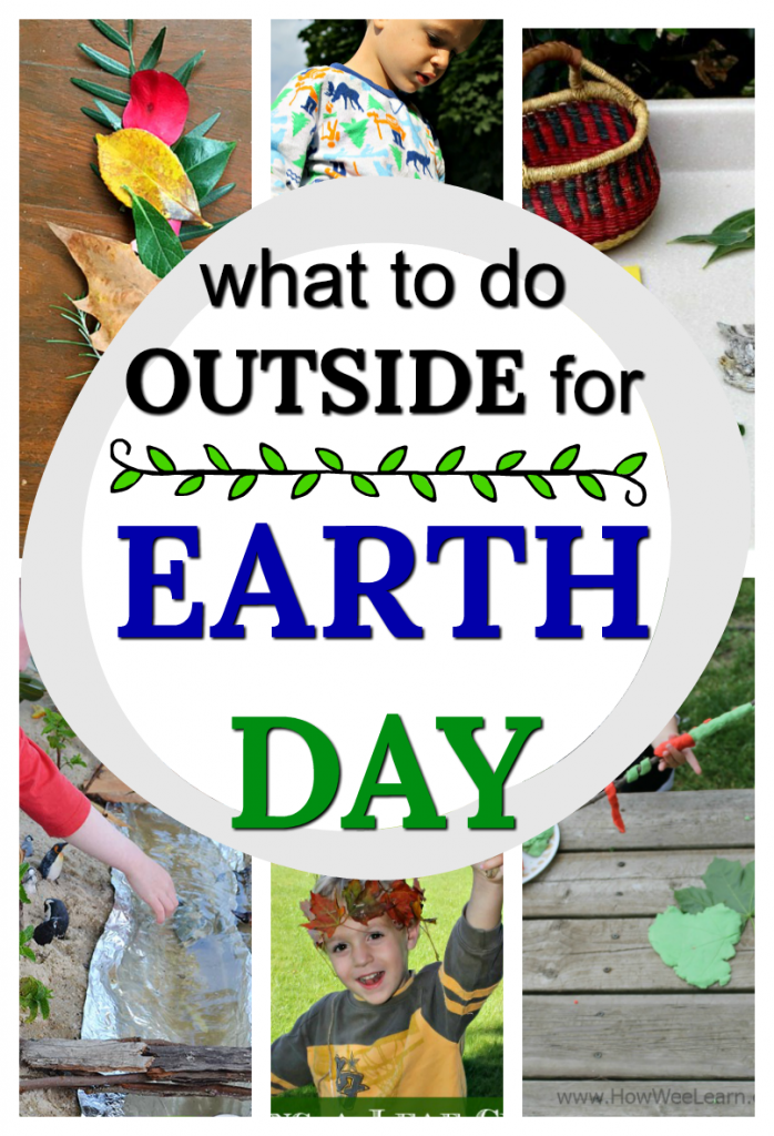 Collage of activities preschoolers and young kids can enjoy doing outside for Earth Day or all year round