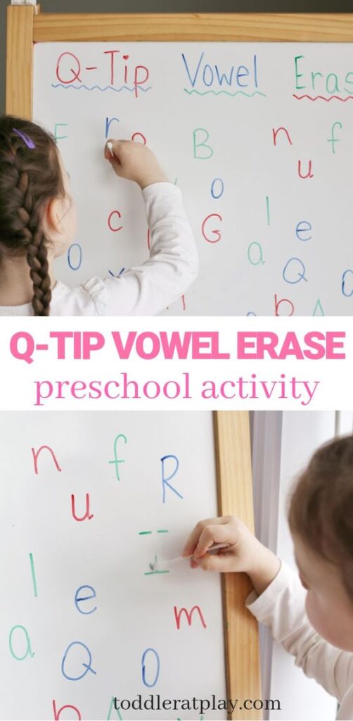 This fun activity is easy to set-up and practices both letter writing and letter recognition. Keep learning fresh and exciting with this awesome collection of letter activities for preschool! #howweelearn #abc #alphabet #alphabetactivities #letters #lettersounds #preschool