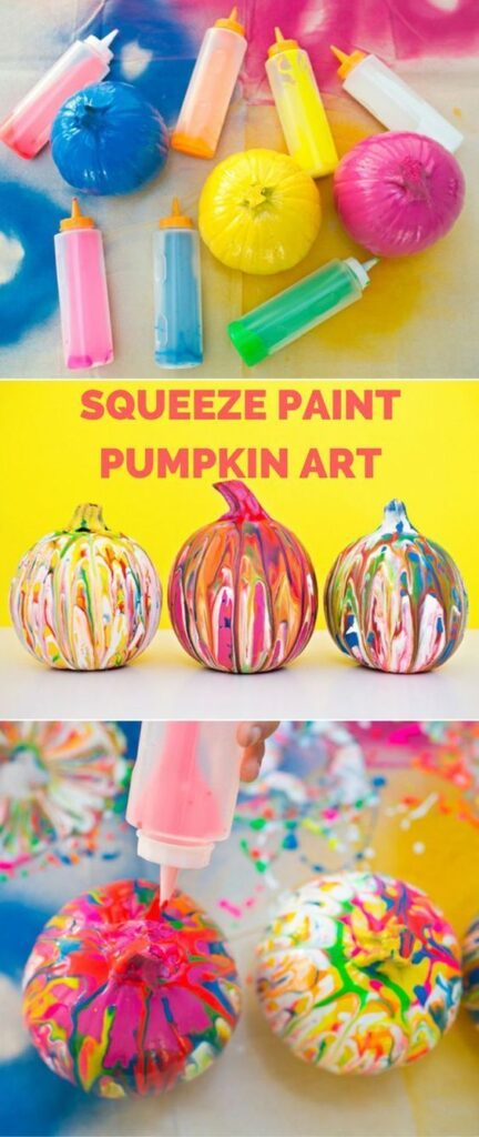 This easy, straight-forward pumpkin art can be enjoyed by kids of all ages. Here is a list of more pumpkin decorating ideas that toddlers, preschoolers and kids of all ages can create! #howweelearn #pumpkincarving #pumpkindecorating #jackolantern # halloween #kidsactivities