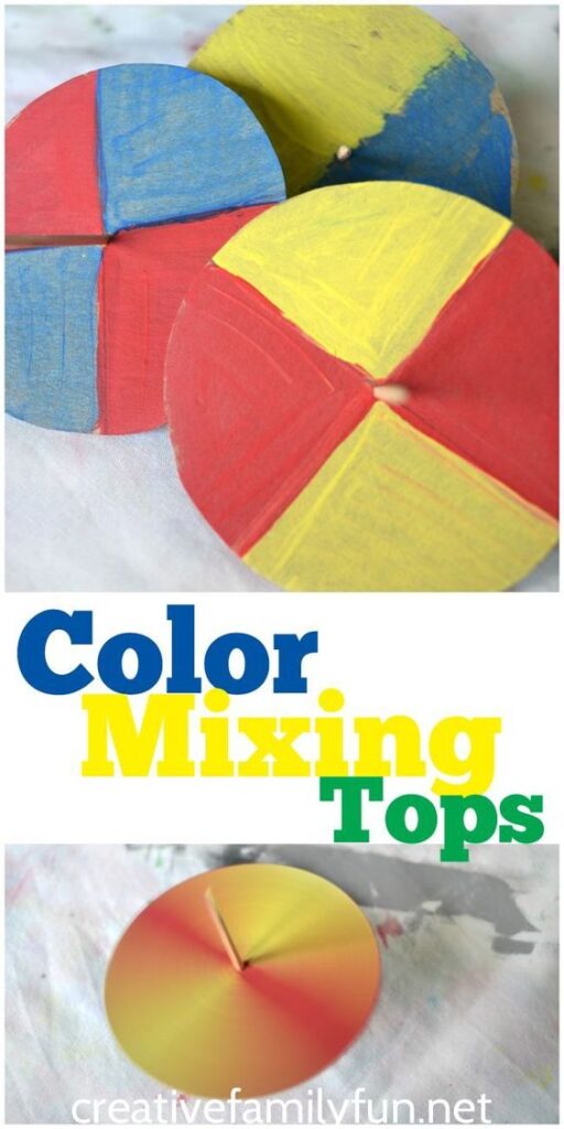 These color-mixing spinners make for a great teaching tool and a fun toy. Apart from that, it is fascinating to explore how they work. STEM and STEAM activities like this one are perfect for engaging children's natural curiosity. Here is a list of rich activities for toddlers, preschoolers and kids of all ages. #howweelearn #stem #steam #scienceforkids #learningactivities