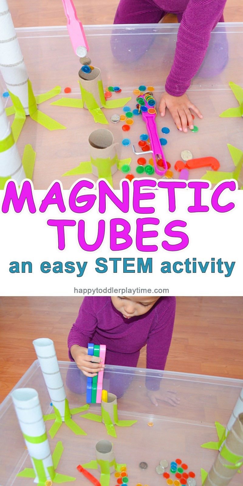 Explore the fascinating properties of magnets with these simple quiet bin. STEM and STEAM activities like this one are perfect for engaging children's natural curiosity. Here is a list of rich activities for toddlers, preschoolers and kids of all ages. #howweelearn #stem #steam #scienceforkids #learningactivities