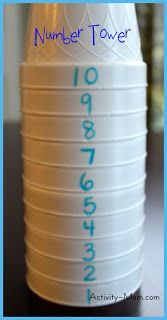 Cups and LEGO can easily be used to practice number order or even skip-counting down the road. Here you will find more play-based number activities for preschoolers to keep them practicing their counting, number recognition and one-to-one correspondence. #howweelearn #numbers #numbersense #numeracy #counting