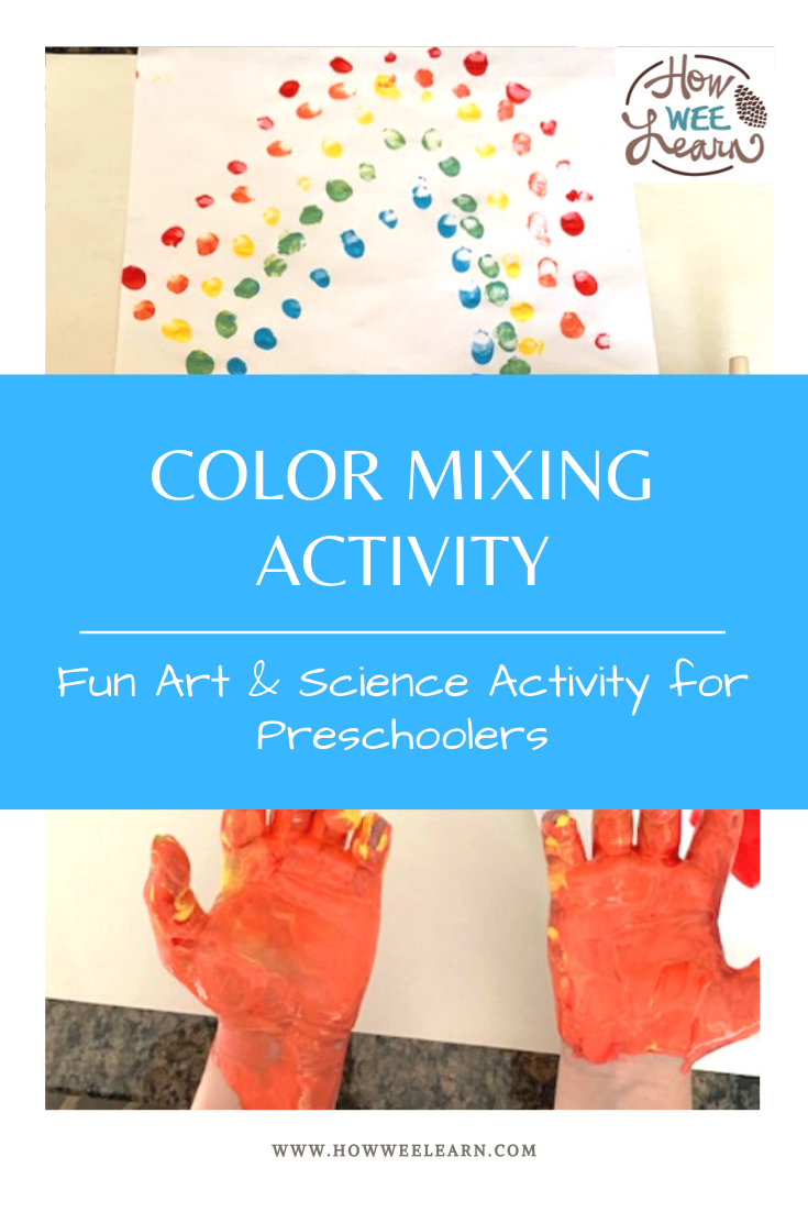 This is such a fun color mixing activity! It combines science and a bit of mess - perfect for kids! Plus some fine motor skills. The kids loved making rainbows with their hands!