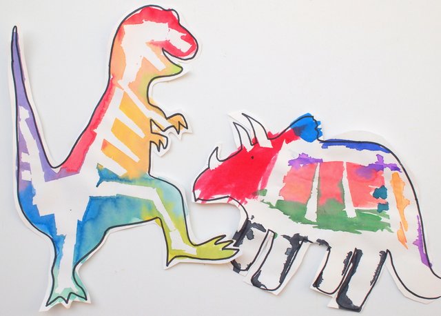 tape resist dinosaur activities for preschool