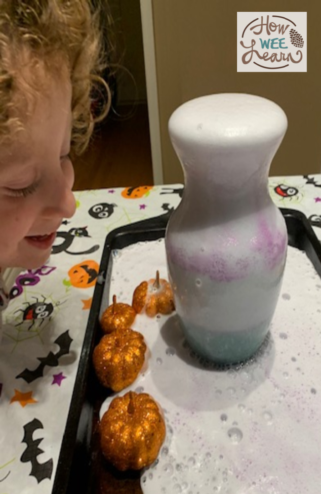 We had so much fun with this science for Halloween activity! The kids loved making the witches brew with a few simple ingredients found at home.