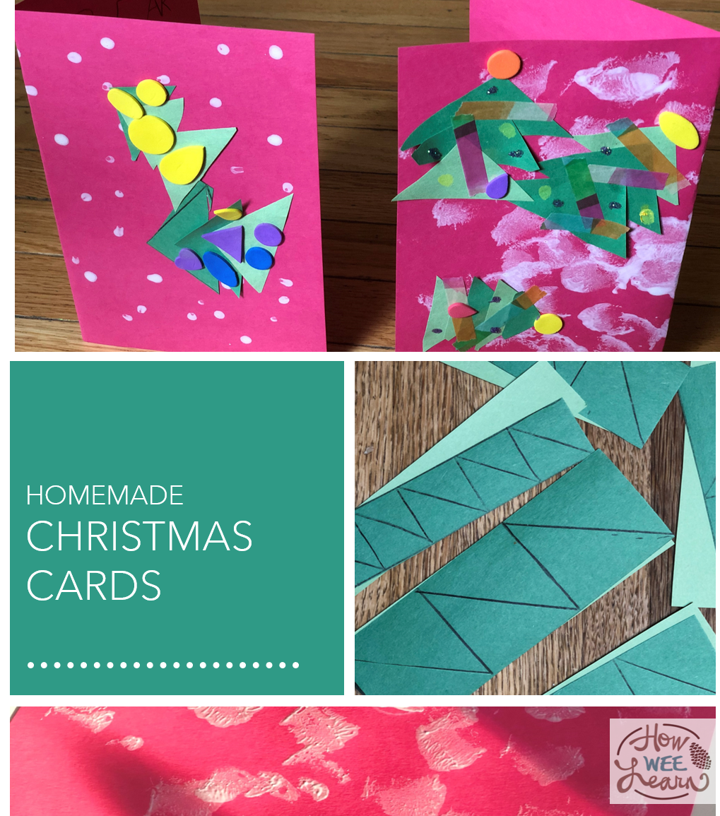 This is a beautiful Homemade Christmas Card for Kids to Make. The kids had so much fun making them!