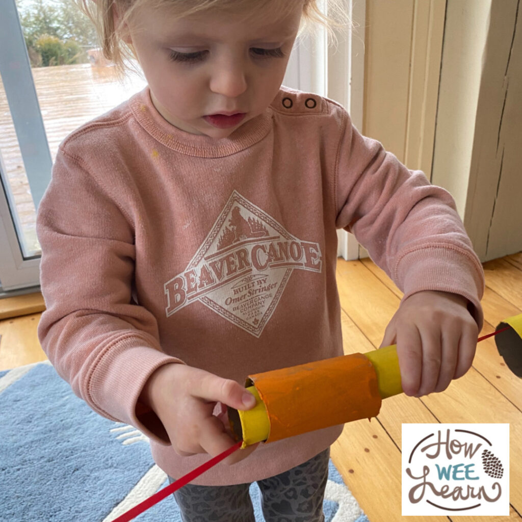 paper roll drop toddler activity
