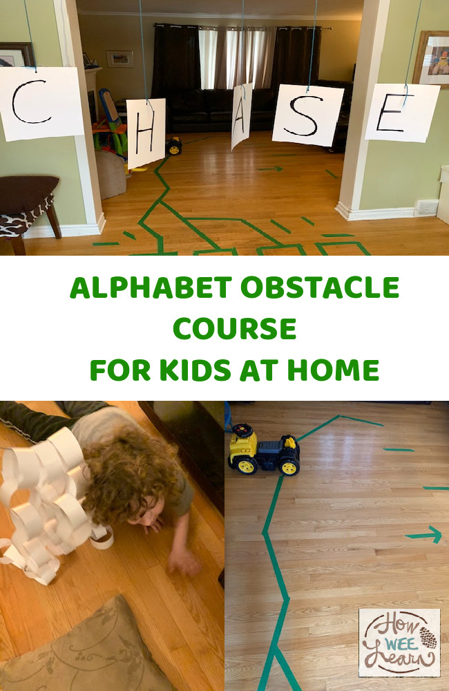 We had so much fun with this alphabet obstacle course for kids at home! Lots of fun and learning with this activity.
