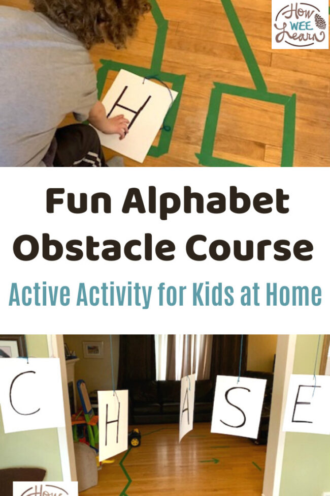 We had so much fun with this alphabet obstacle course for kids at home! Lots of fun and learning with this activity.