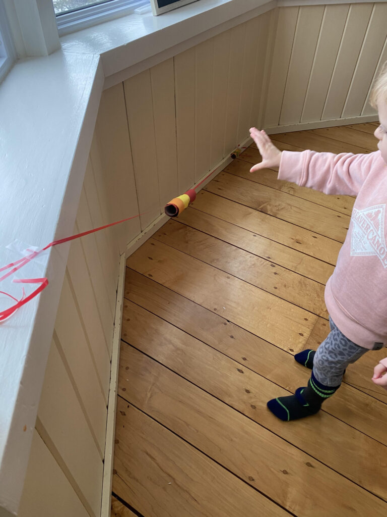 paper roll drop toddler activity