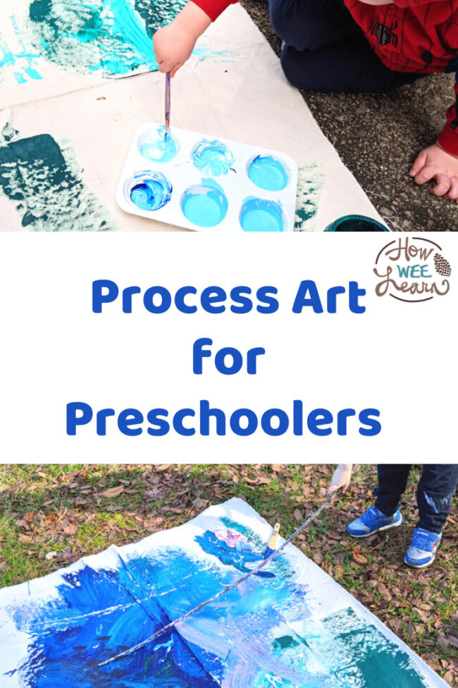 This process art for preschoolers project got my little one outside painting for 2 whole hours! Such fun, creative, inhibited play time