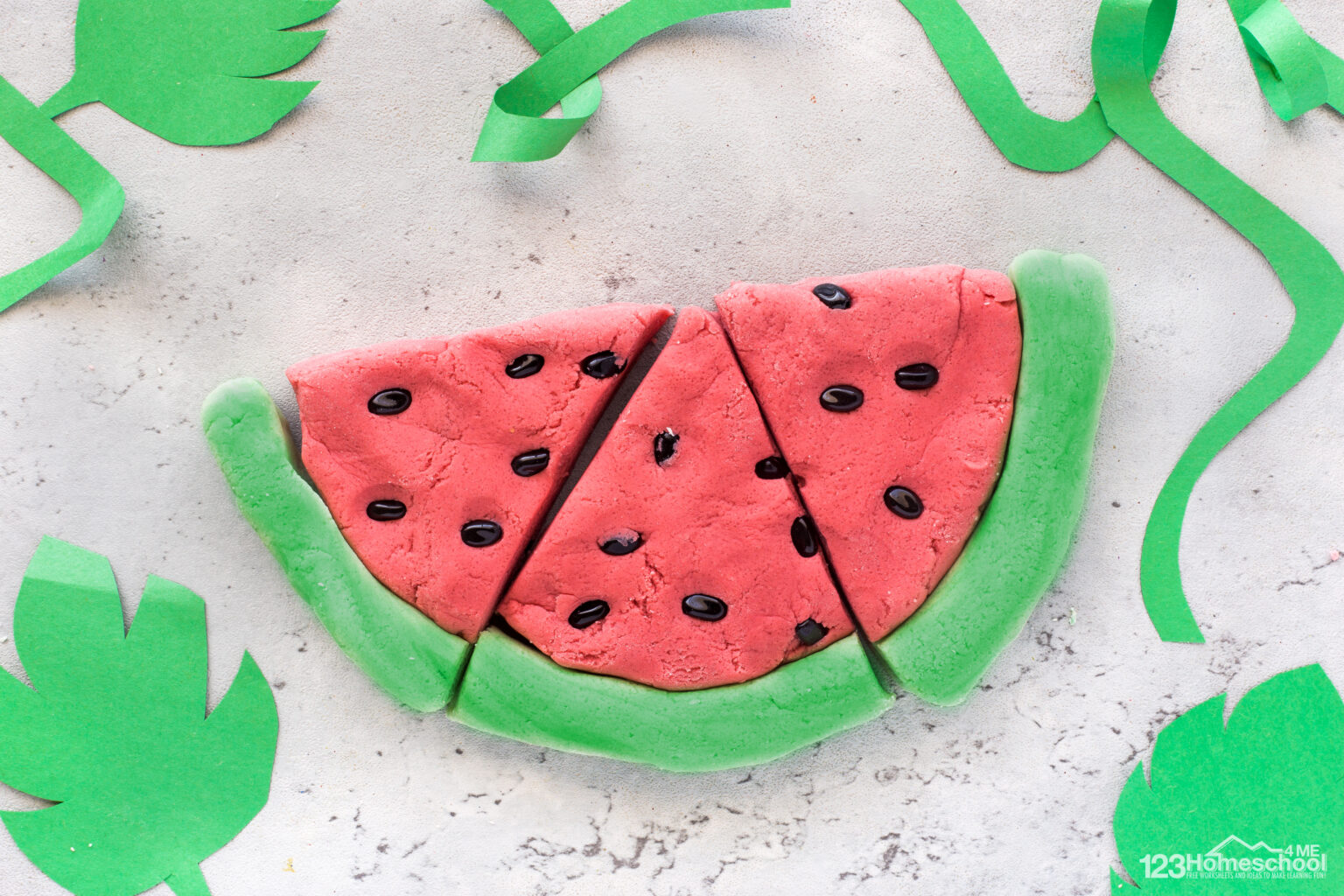 summer playdough activity, create a watermelon from playdough