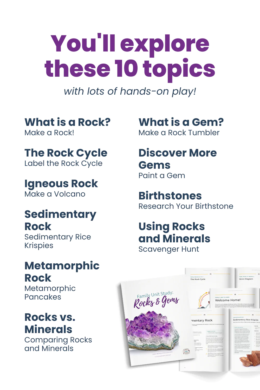 Learn all about rocks and gems through hands-on activities, interesting facts and discussion questions, math and literacy extension questions, YouTube videos, and more!