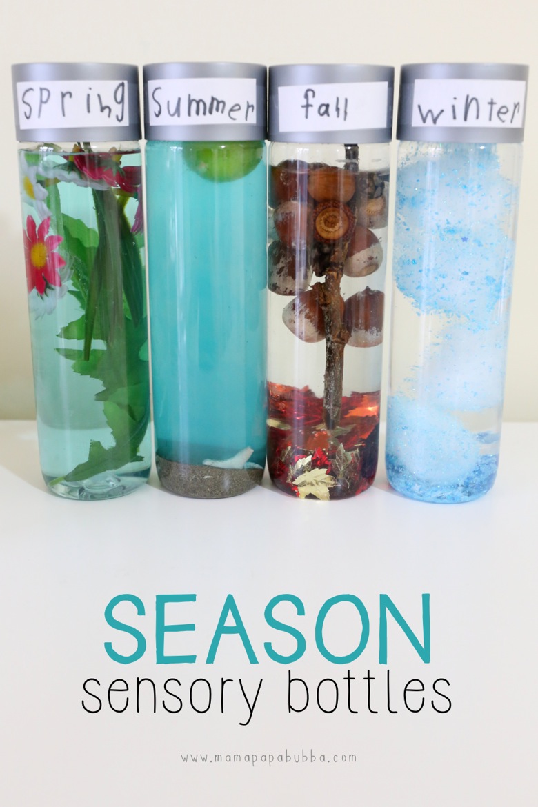 Teach the seasons with these season sensory bottles