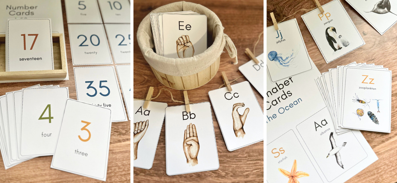 Educational Art Bundle - Letter Cards, Number Cards, and ASL Alphabet Cards