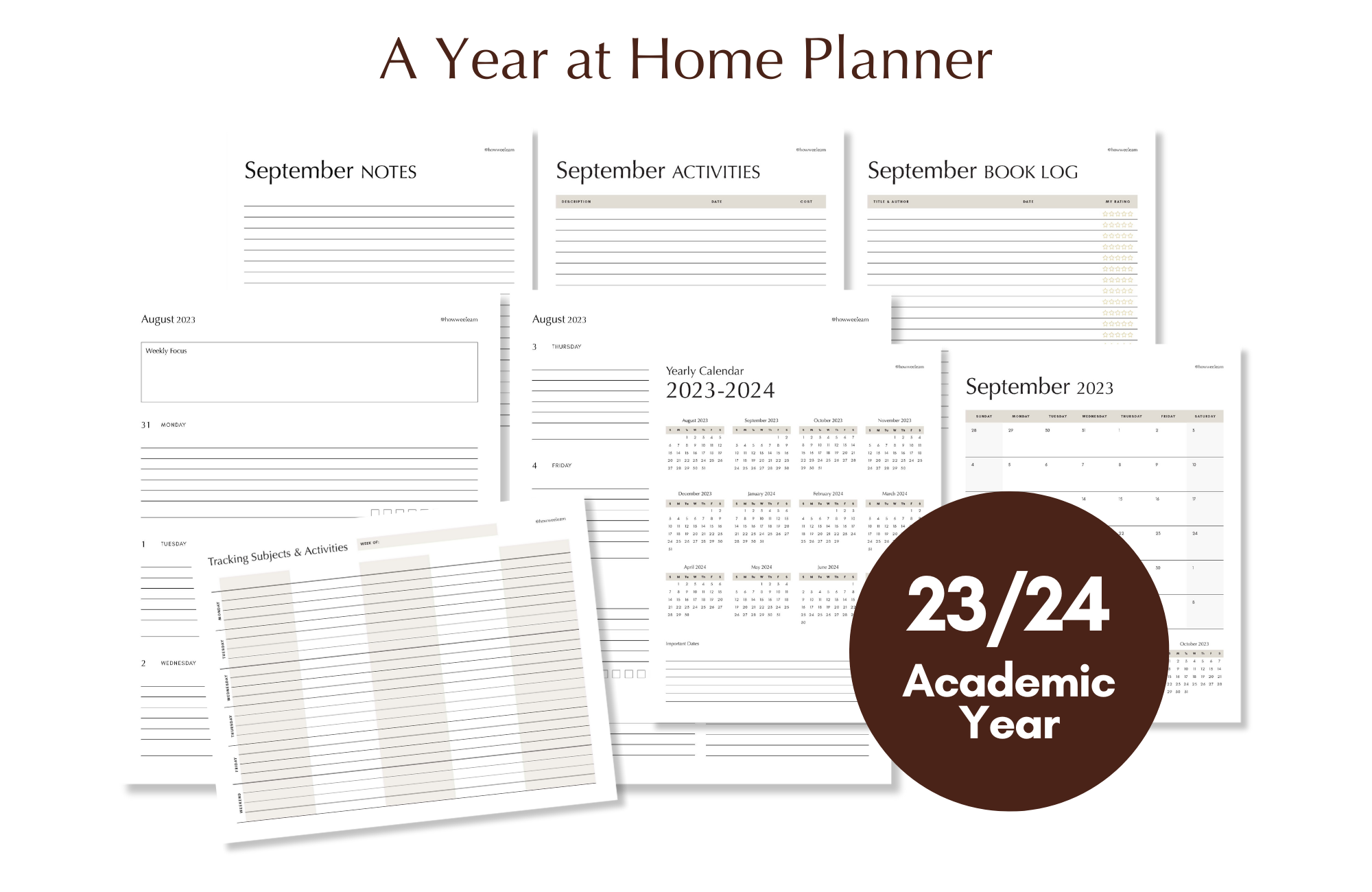 A Year at Home Planner for the 23/24 Academic School Year