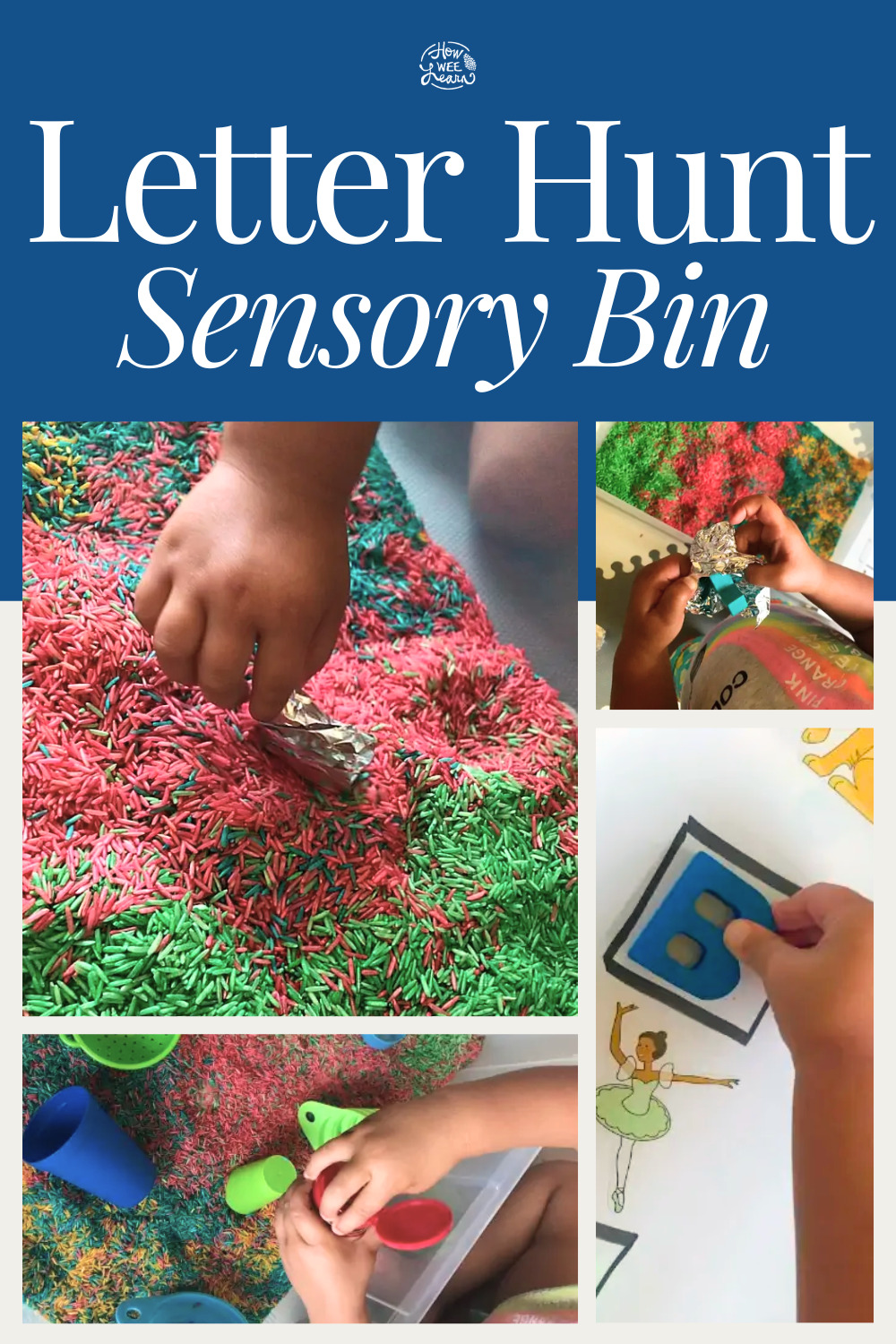 A Preschool Alphabet Activity that Incorporates Sensory Play with Rice