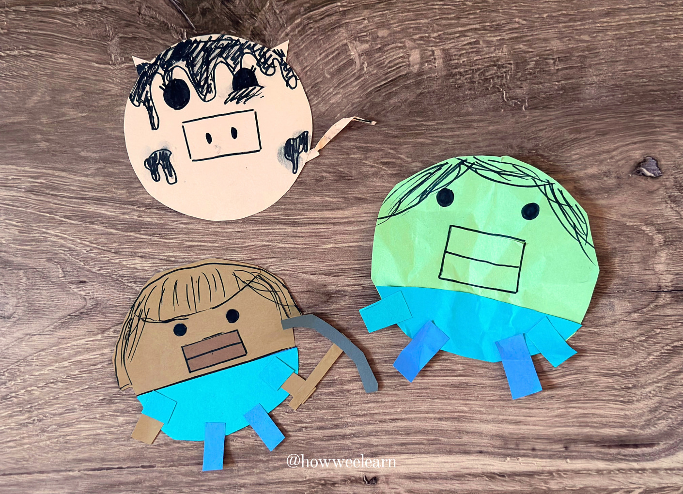 All About Me Craft: Shape Self Portraits Shape Art for Preschoolers Minecraft Steve Zombie and Pig