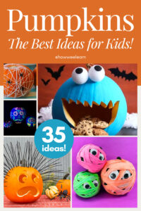 Such easy pumpkin carving ideas that are unique and adorable! Perfect carve ideas for little kids to try - great for beginners! #howweelearn #nocarve #pumpkin #pumpkincarving #halloween #jackolantern #diy #kidsactivities #kidscrafts