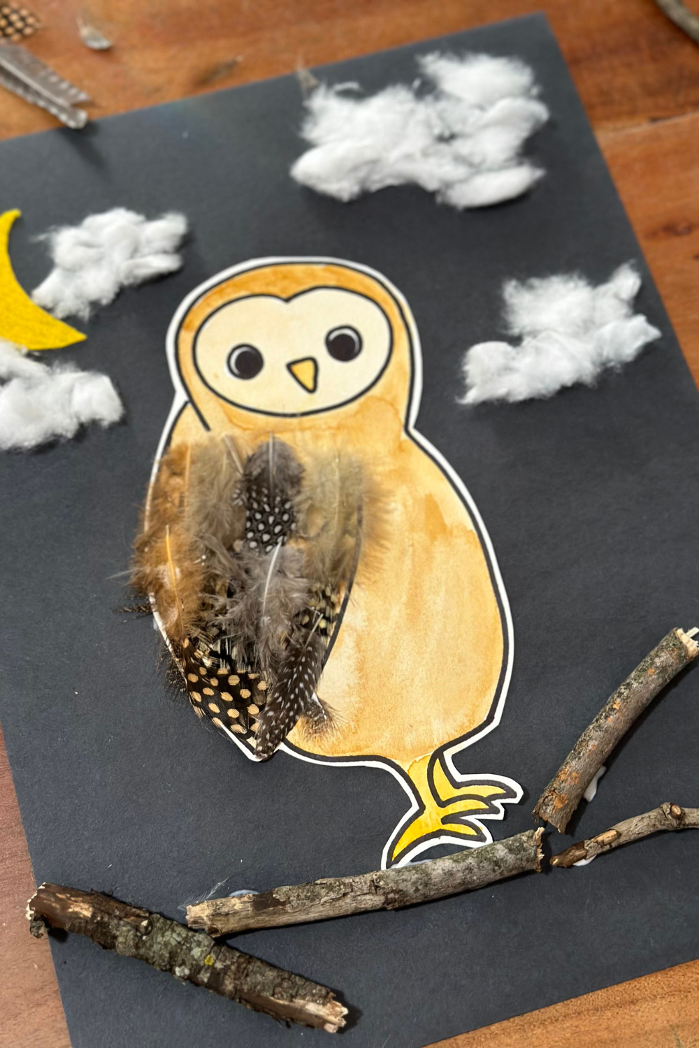 Watercolor sensory owl art project