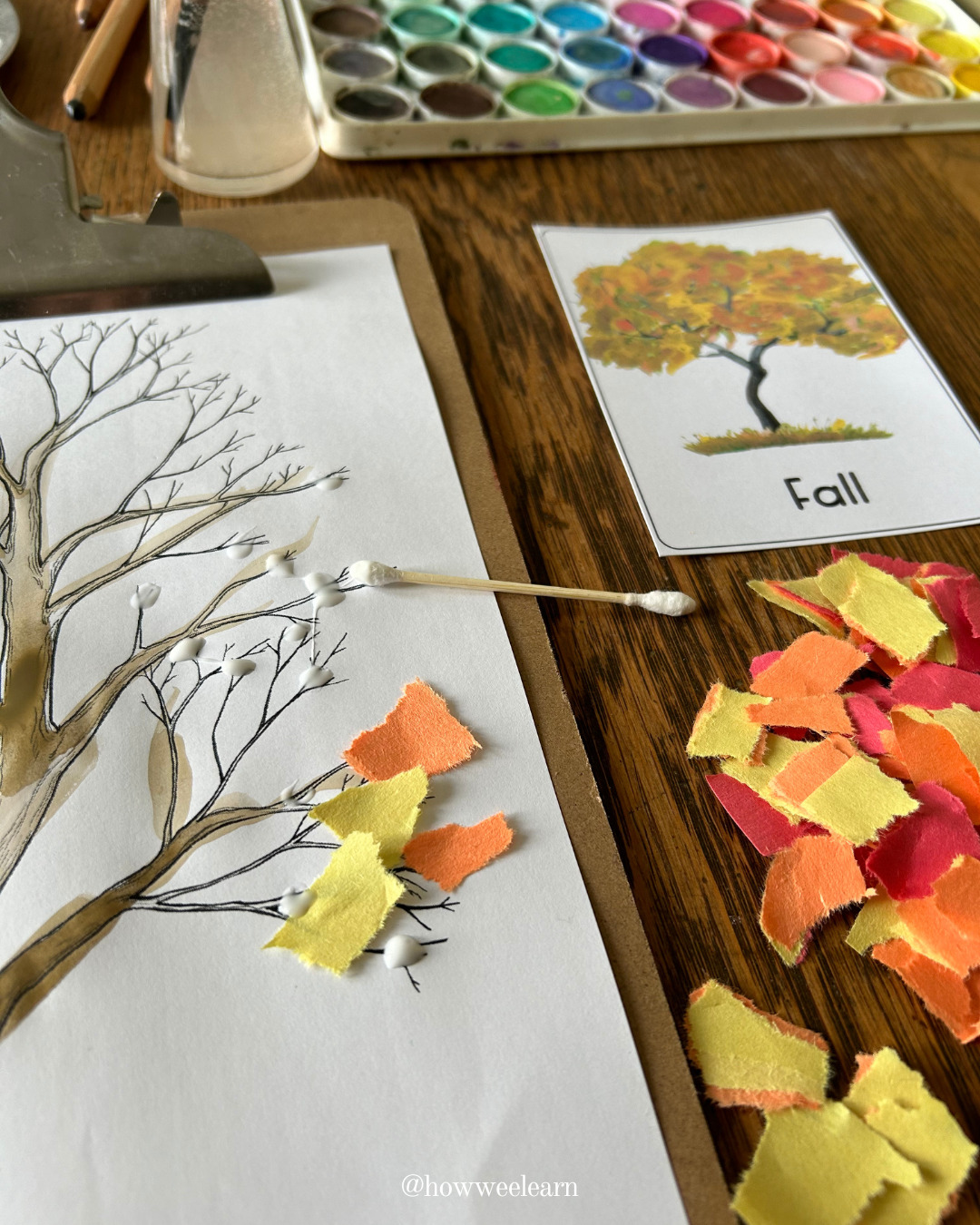 Four Season Craft Sensory Tree - Fall Ripped Construction Paper