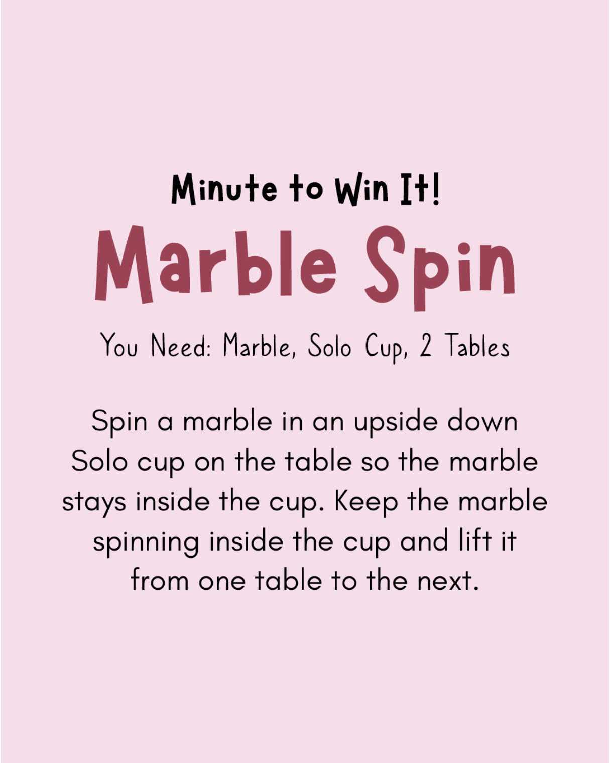 Minute to Win It Games for Families: Marble Spin