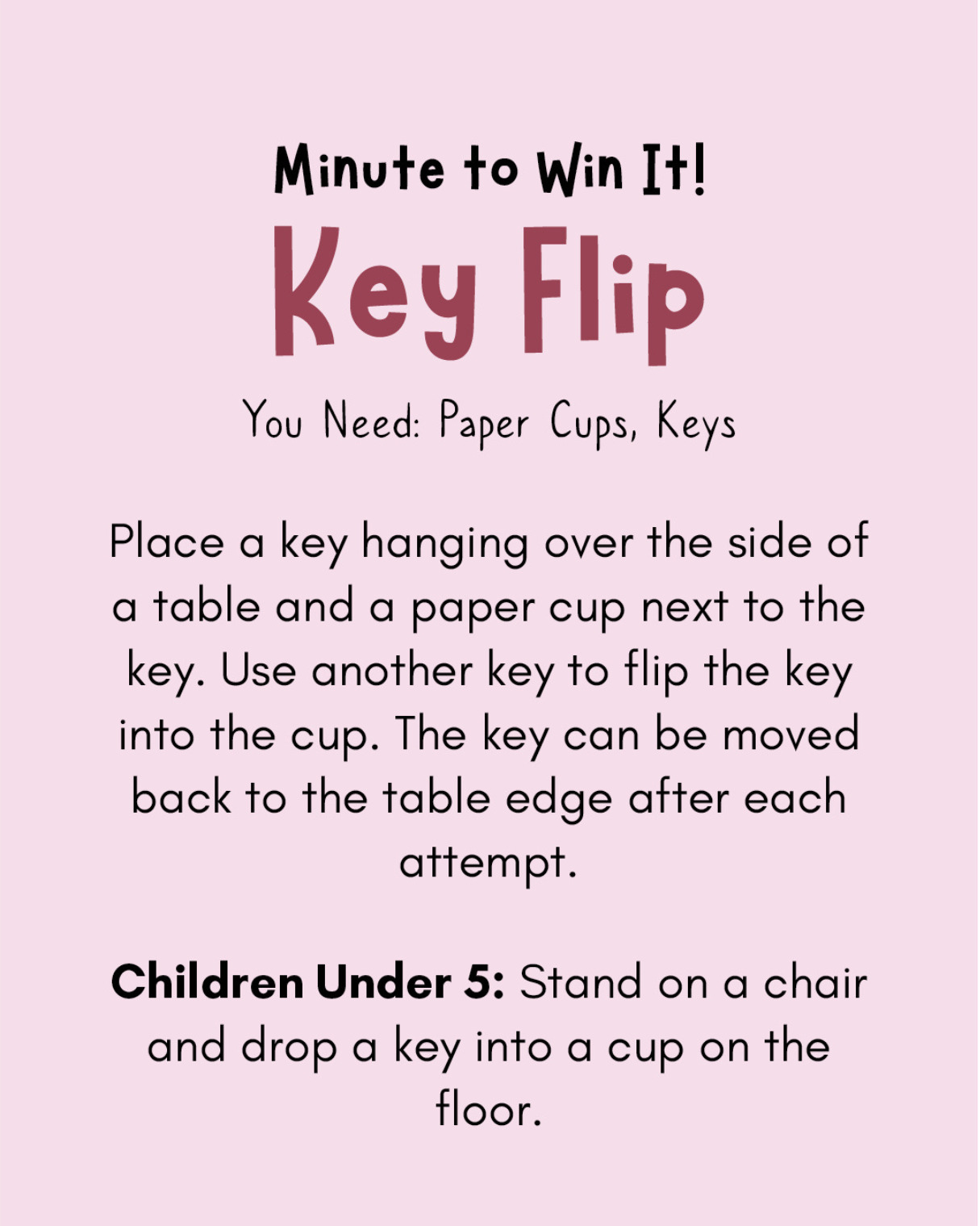 Minute to Win It Games for Families: Key Flip