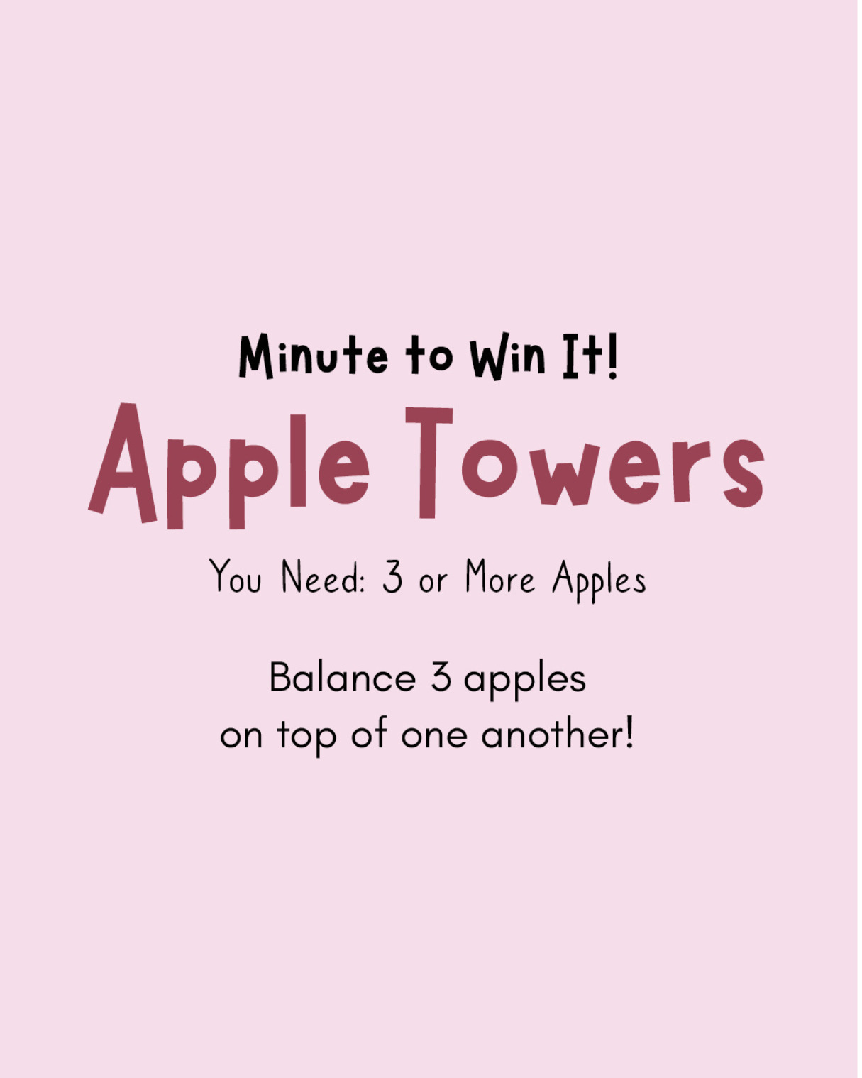 Minute to Win It Games for Families: Apple Towers
