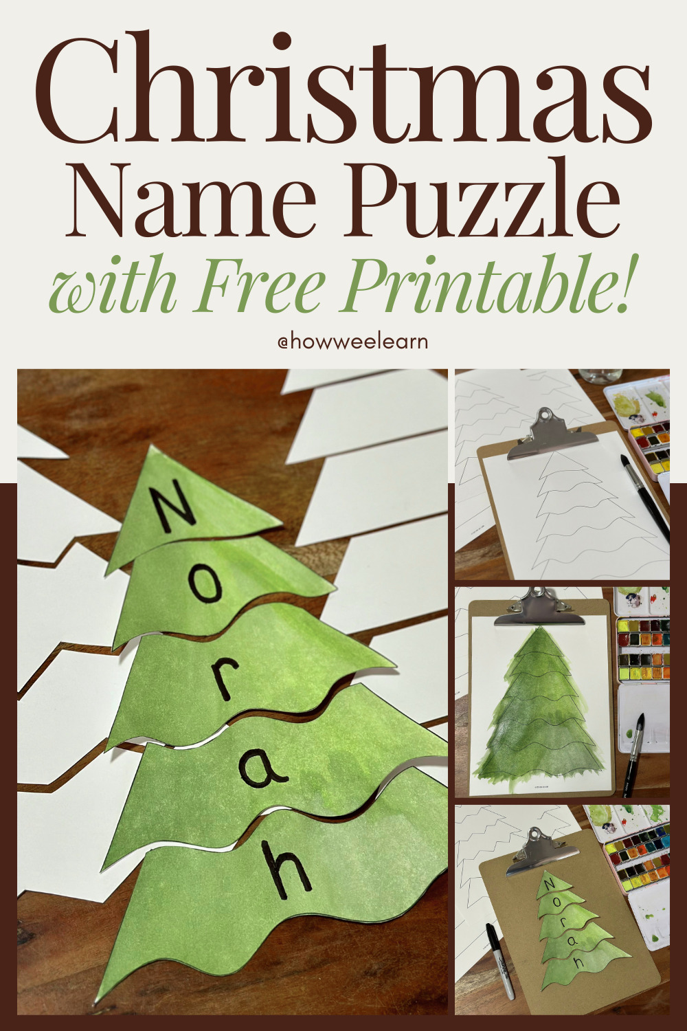 Christmas Name Puzzle with Free Printable