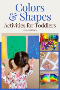 These toddler activities teach colors and shapes through fun and play! Perfect for two year olds to explore.