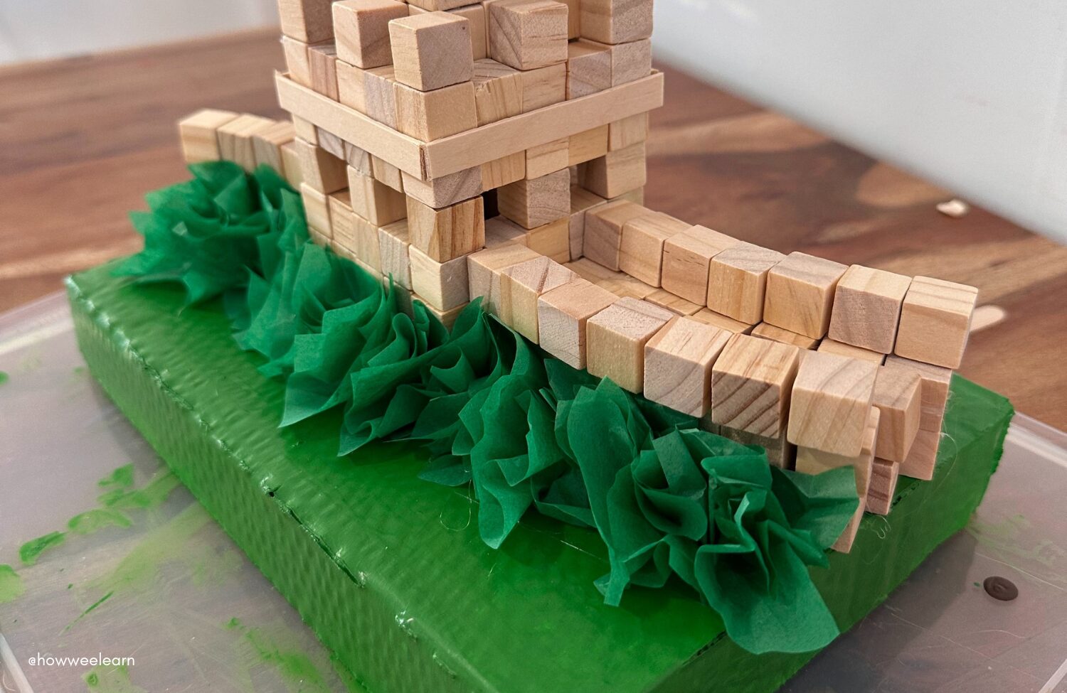 Building The Great Wall of China with small wooden blocks