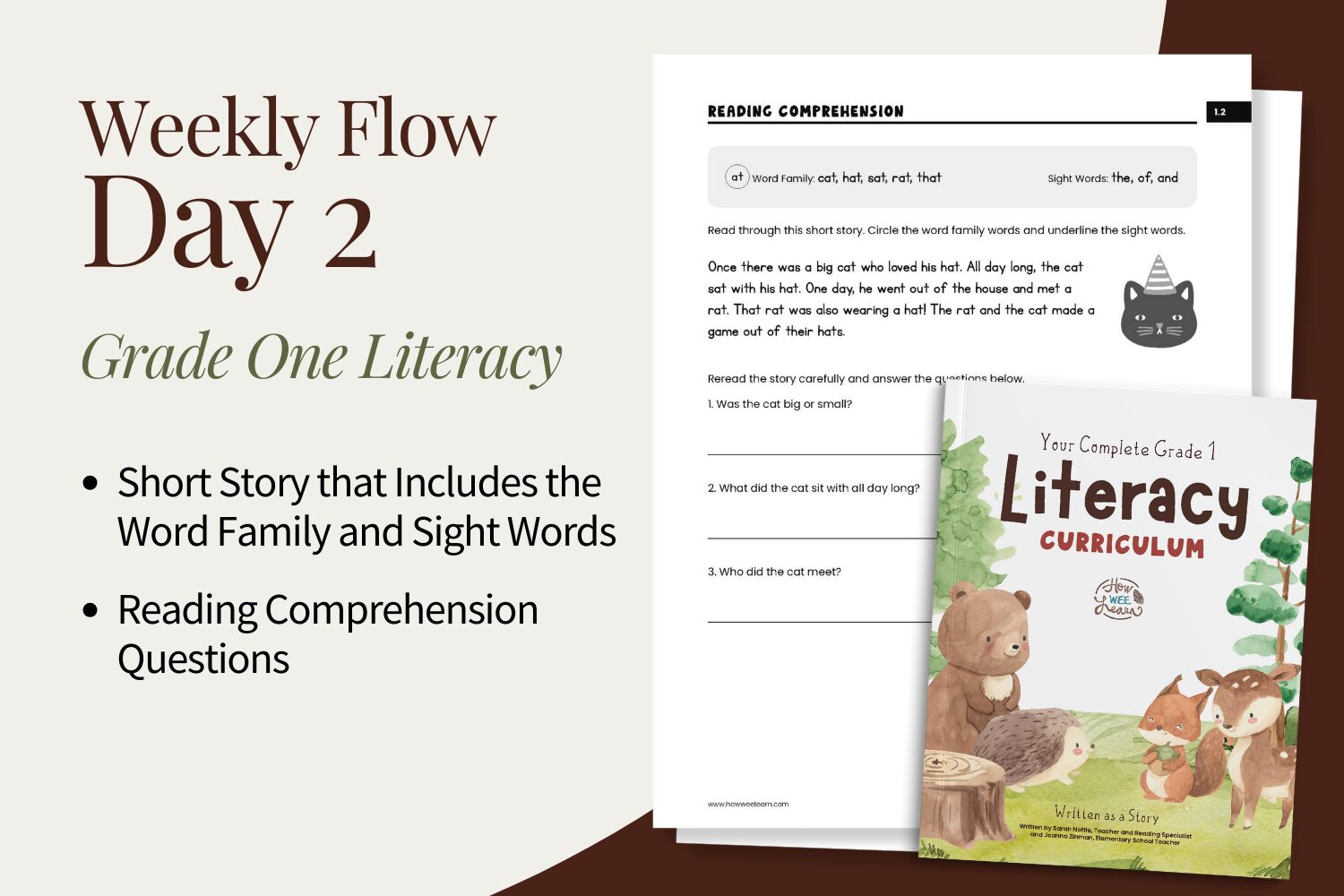 Grade One Literacy: Weekly Flow, Day 2 - Short Story that Includes the Word Family and Sight Words - Reading Comprehension Questions