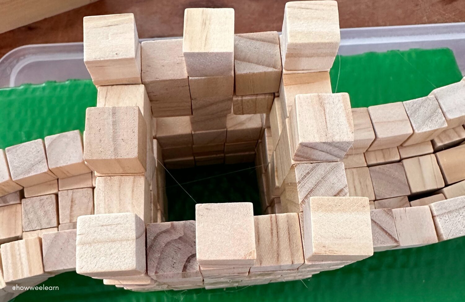 Building The Great Wall of China with small wooden blocks