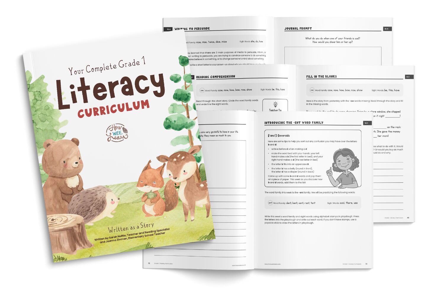 Grade One Literacy Curriculum Cover and Sample Pages
