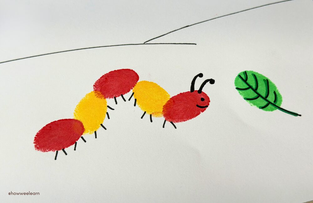 Fingerprint Art for Preschoolers - Caterpillar