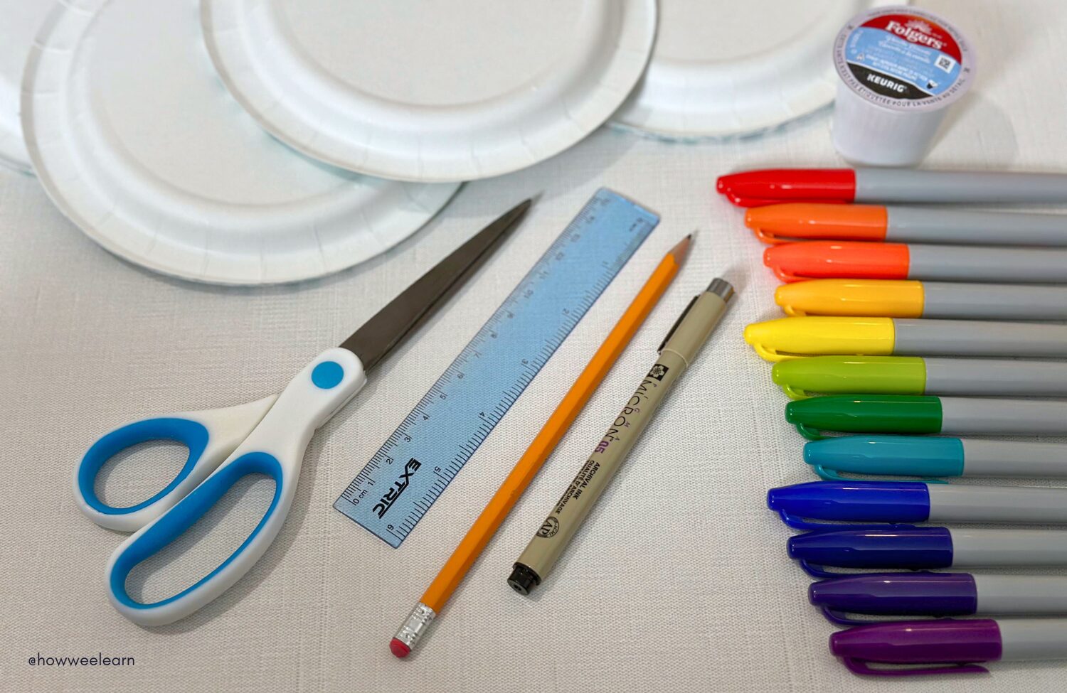 Supplies to create a color wheel