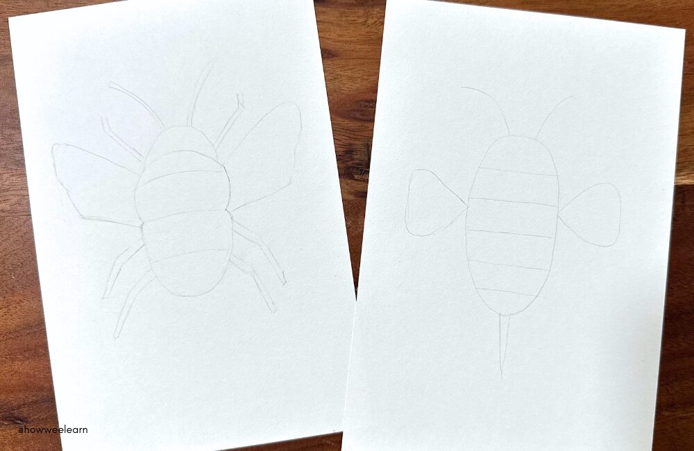 Pencil drawn bees